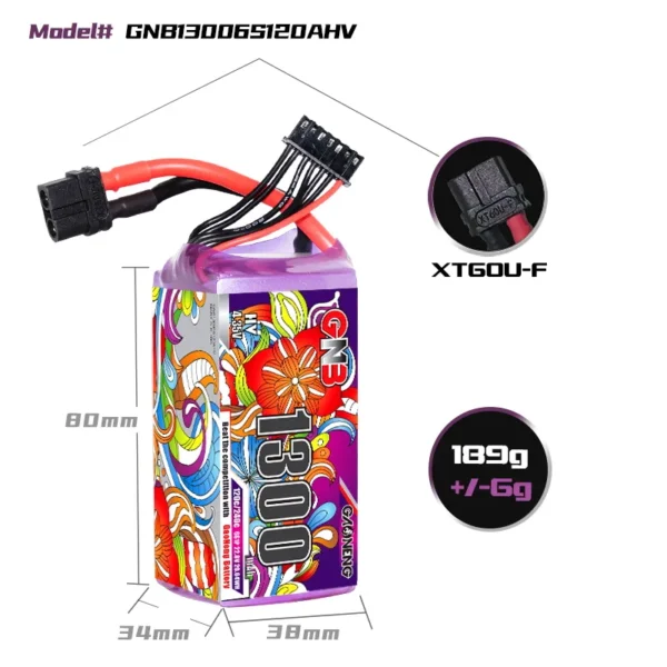Batería LiPo GAONENG GNB LiHV 6S 22,8V 1300mAh 120C XT60