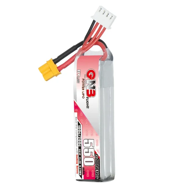 Batería LiPo GAONENG GNB LiHV 3S 11.4V 550mAh 100C XT30 de tipo largo